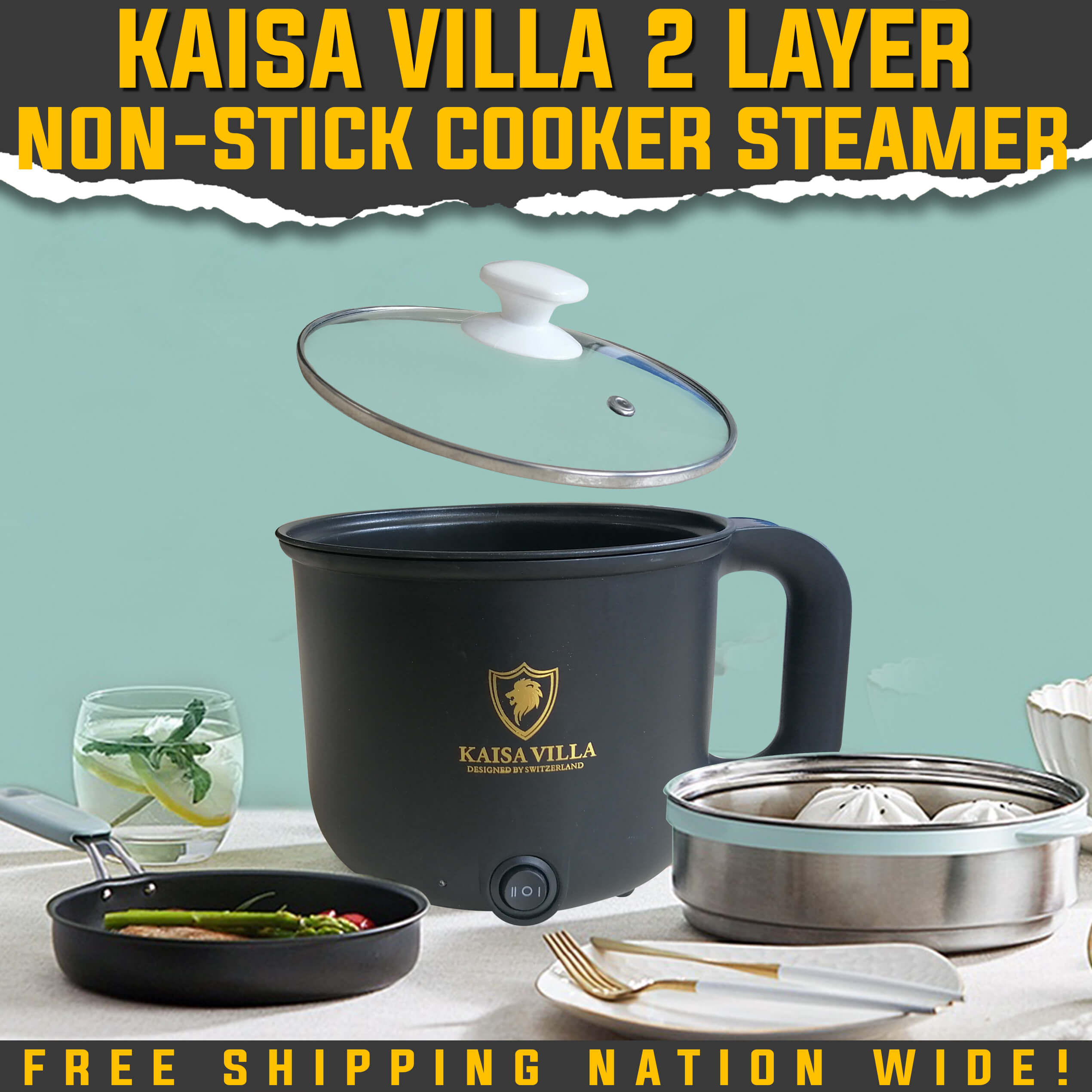 Kaisa Villa rice cooker with steamer electric steamer 3 layer multi