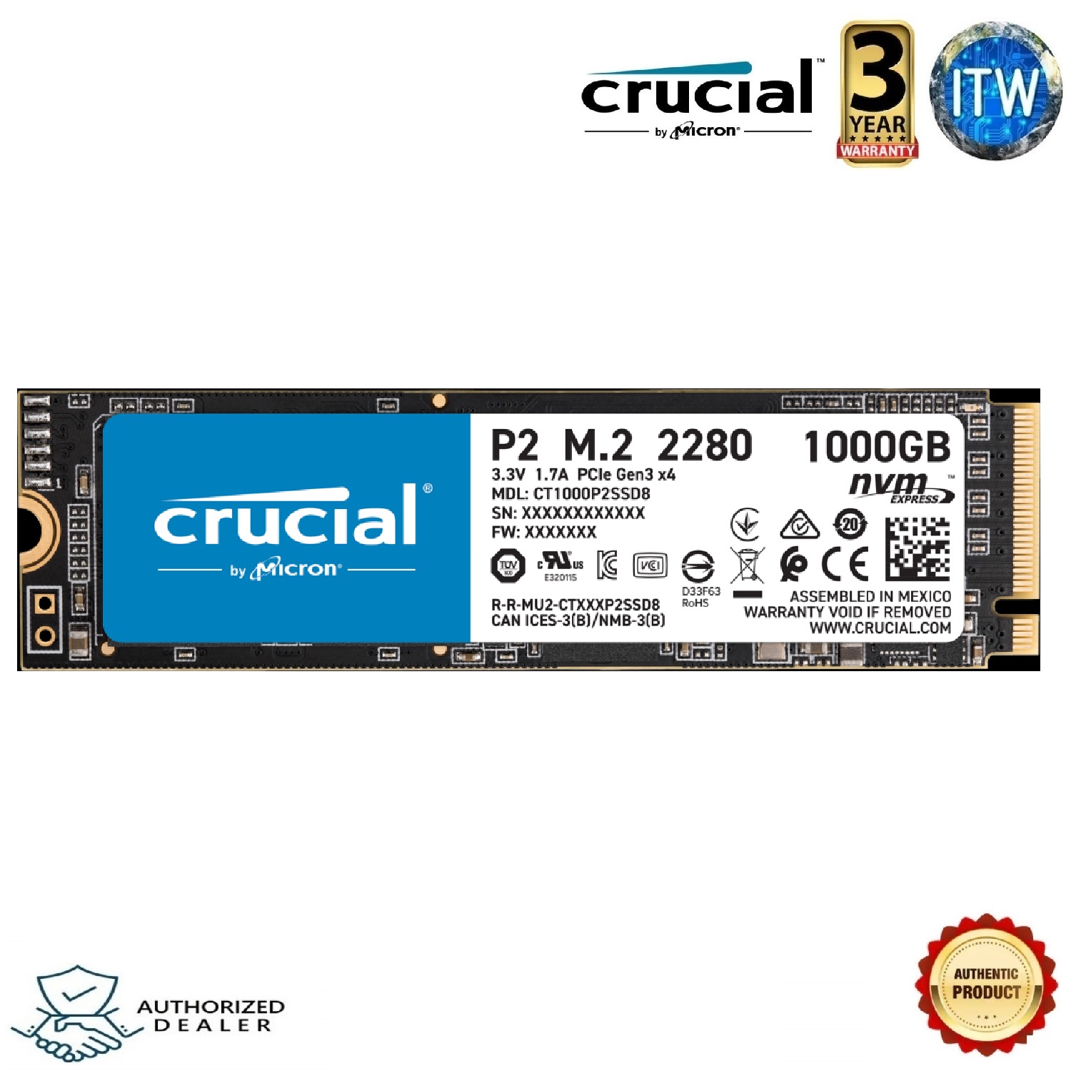 Crucial P2 1TB M.2 NVMe SSD 2280 3D NAND PCIe Gen3x4 Solid State Drive ( CT1000P2SSD8) | Lazada PH