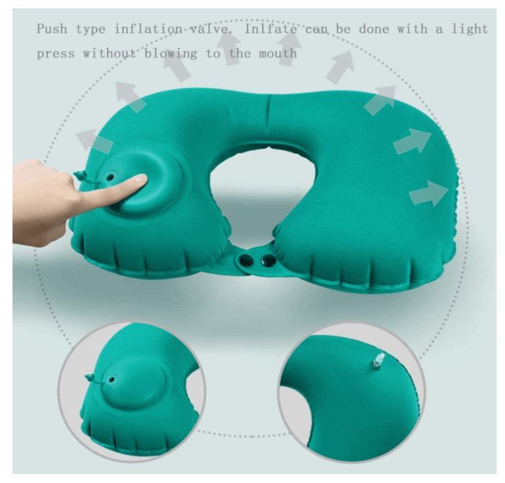Self Inflating Pillow Travel Air Cushion Camping Inflatable Head Rest Random 