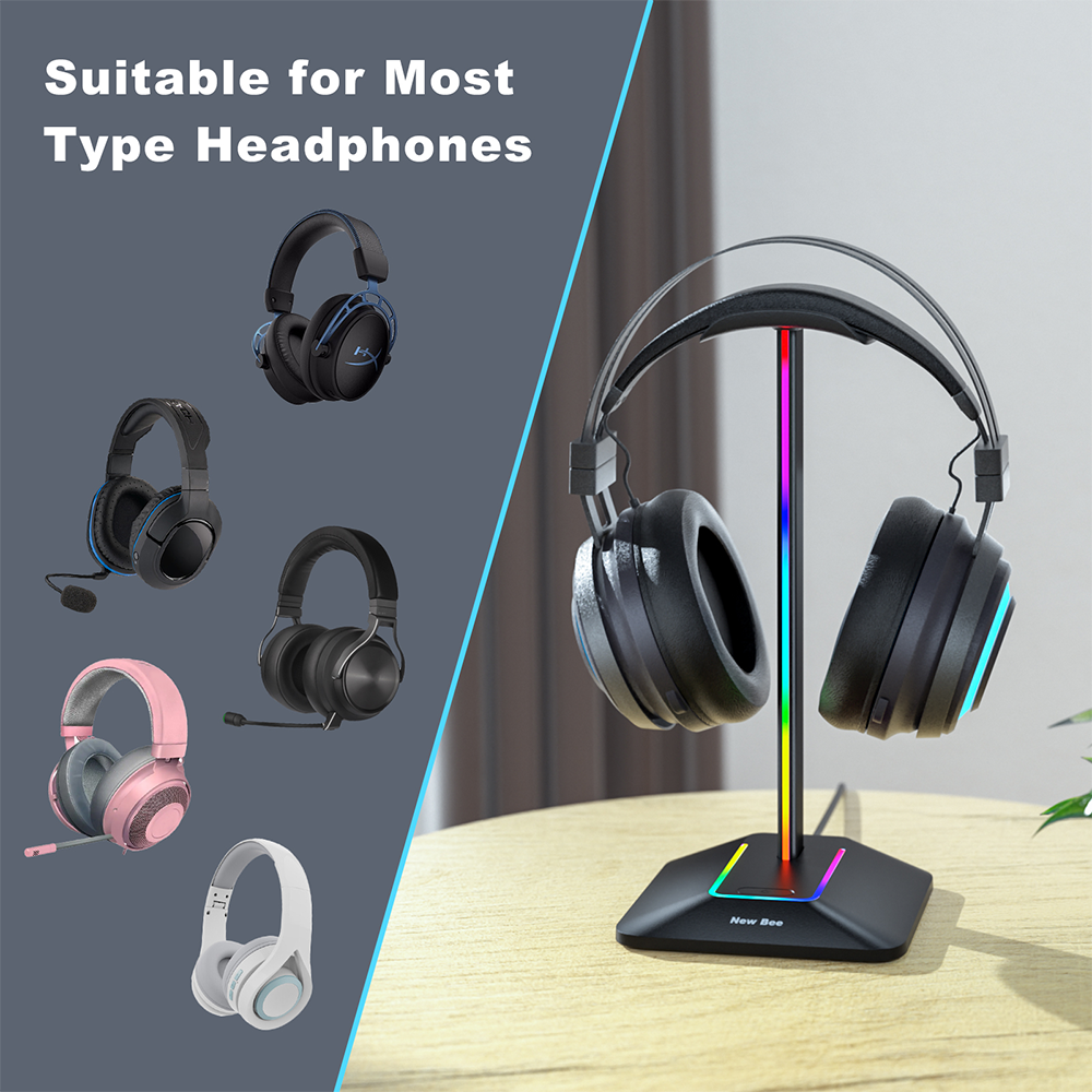 NEW BEE Z8 Rgb Headphone Stand with USB Ports