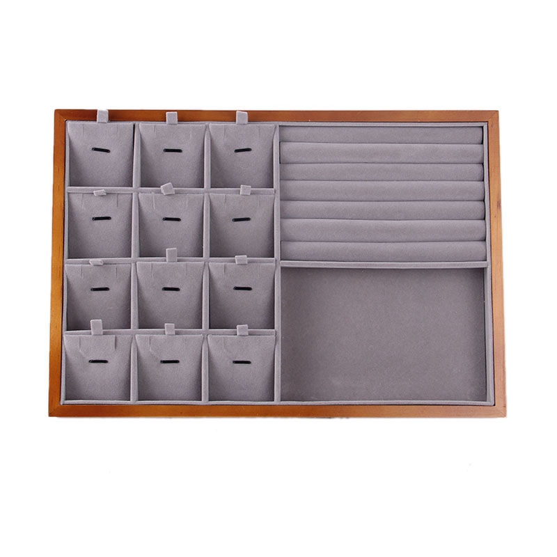 Wooden Rings Jewelry Ring Display Organizer Case Tray Holder Necklace Earrings Bangle Storage ...