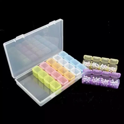28 Grids Organizer Candy Color Plastic Storage Box Diamond Beads Shinestone Jewelry Case Storage Tools