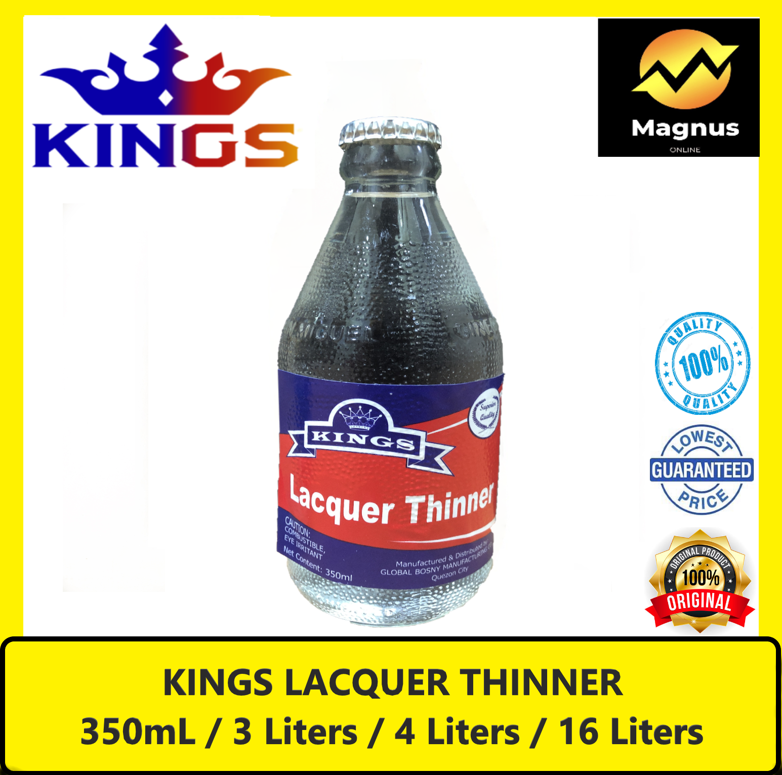Kings Lacquer Thinner 350ml / 3L / 4L / 16L Lazada PH