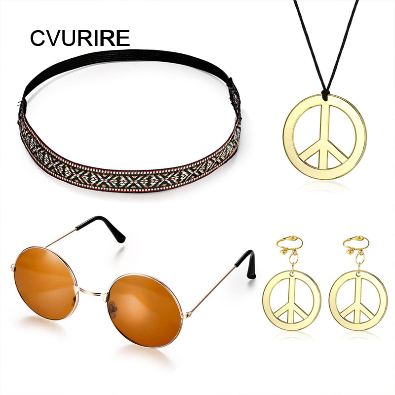 Cvurire【Ready!】Hippie Costume Set For Women Kit Includes