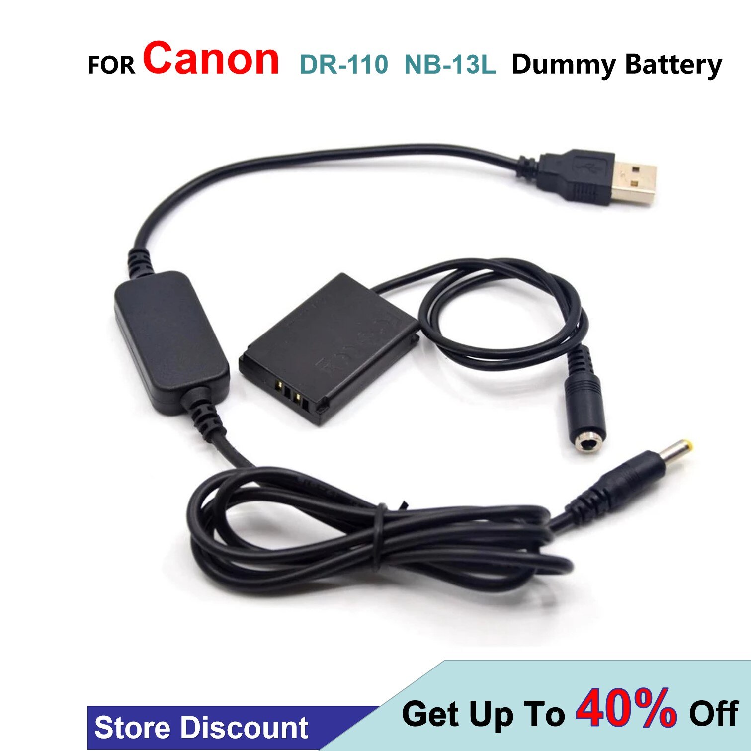 USB Cable Adapter + DR110 DC Coupler NB13L NB13L Dummy Power For