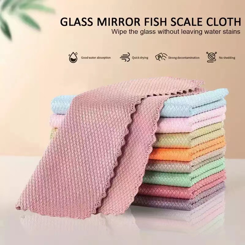 5 Pcs Nano Scale Cleaning Cloth Superabsorbent Glass Nonstripe Towel