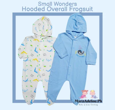 MariaAdeline.Ph Overall Frogsuit with Hood 0-6 Months Cotton Baby Romper Clothes For Boys & Girls (Small Wonders)
