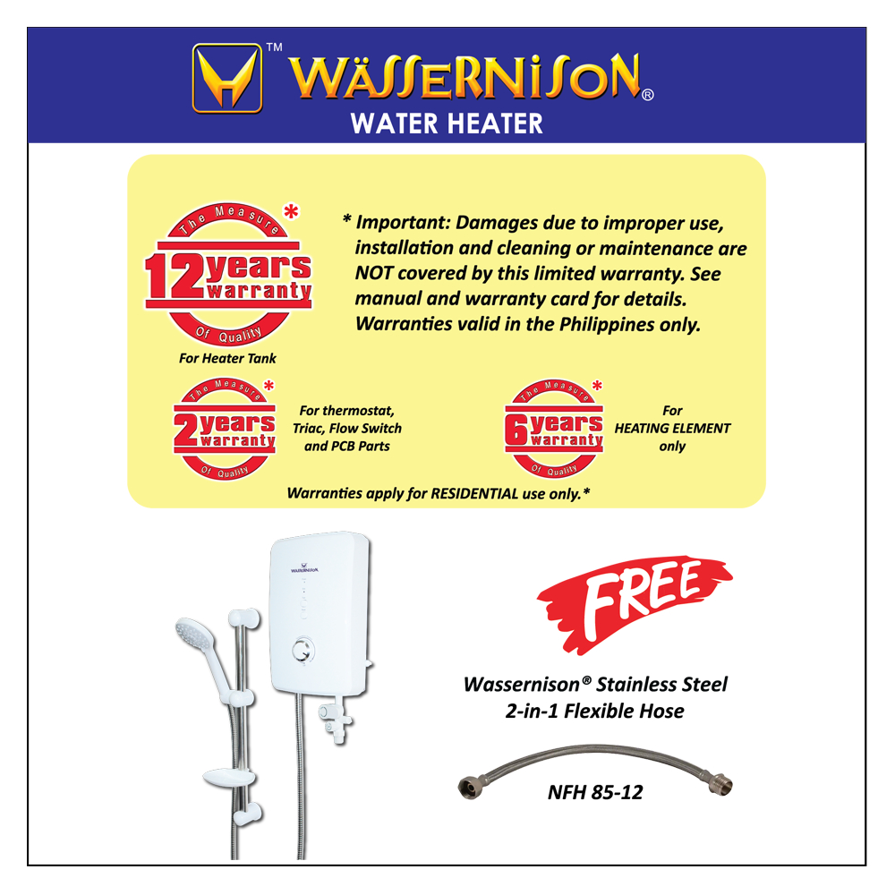 Wassernison Single Point Water Heater 3.5 kW with Shower Kit | Lazada PH