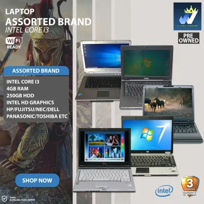 Laptop Assorted Brand ( Intel Core i3, 4GB Ram, 250GB HDD, Intel HD Graphics ) NEW STOCK