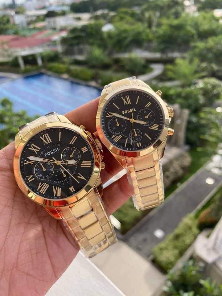 FOSSIL Couple Watch Stainless Steel Strap Watch Water Resistant