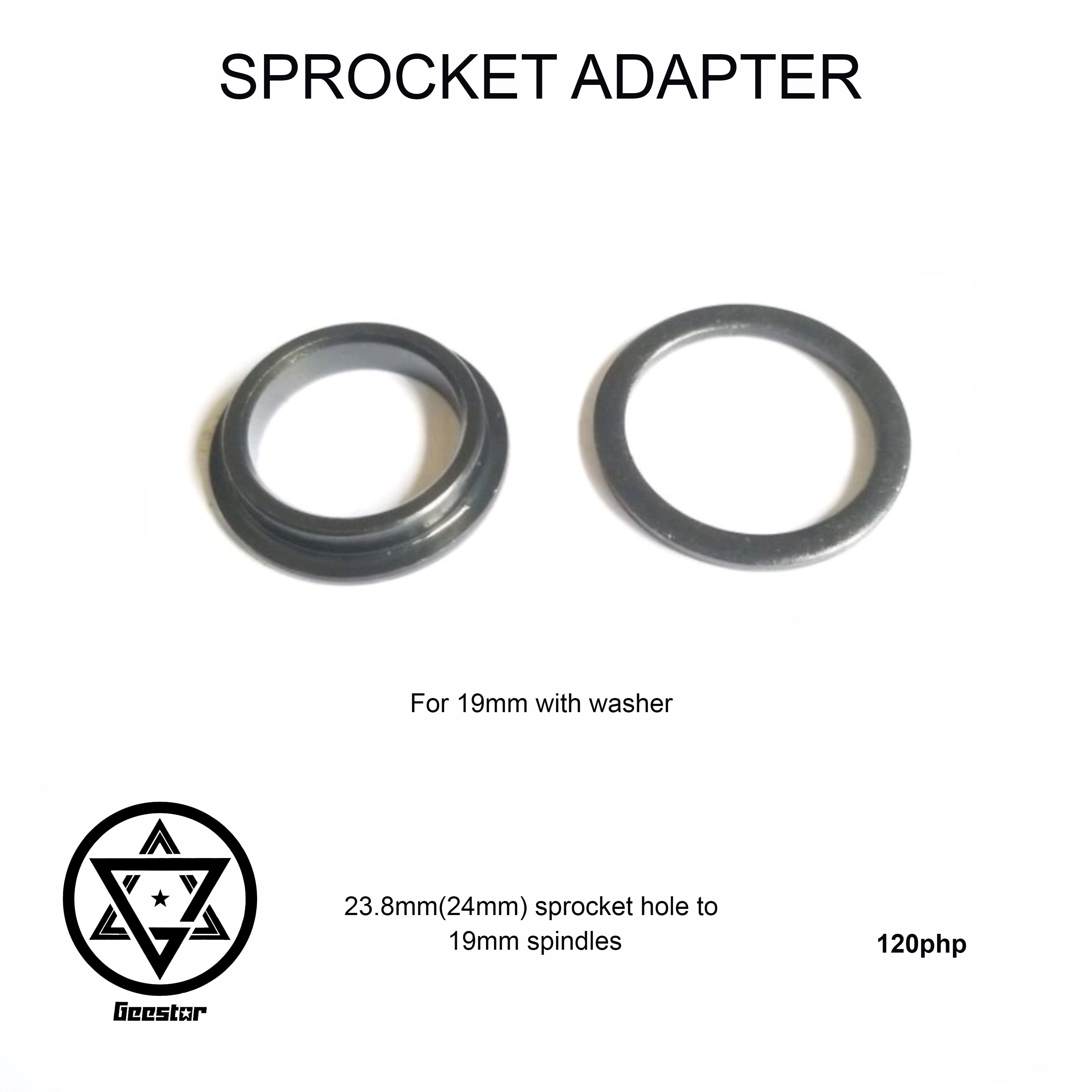 Sprocket Adapter Washer Spacer 23.8mm hole to 19mm 22mm Spindles BMX