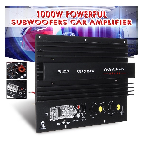 12V 1000W HiFi Unversal Car Audio Power Amplifier PA80D Subwoofer Car