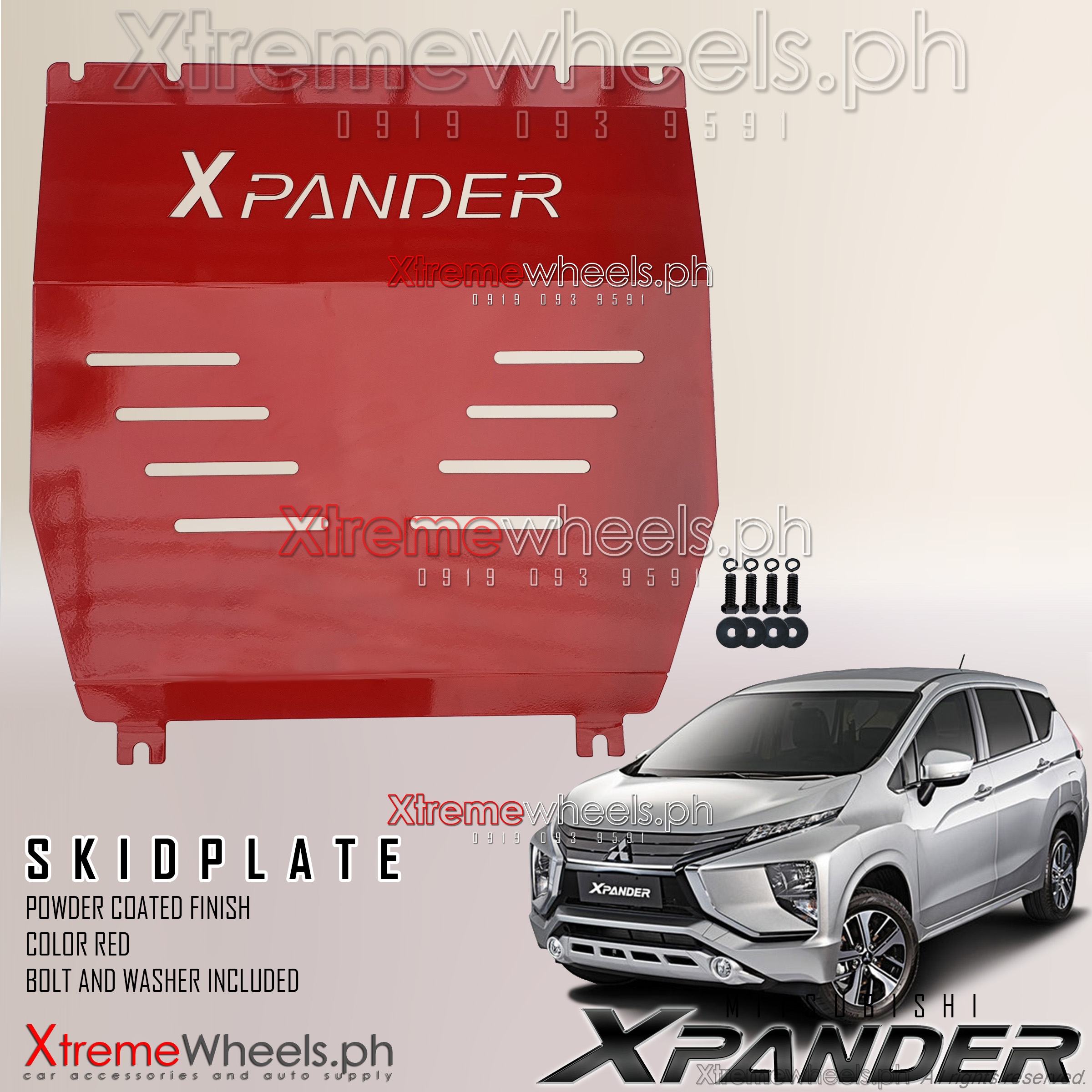 Mitsubishi Xpander 20182023 Red Hard Steel Skid Plate / Skidplate