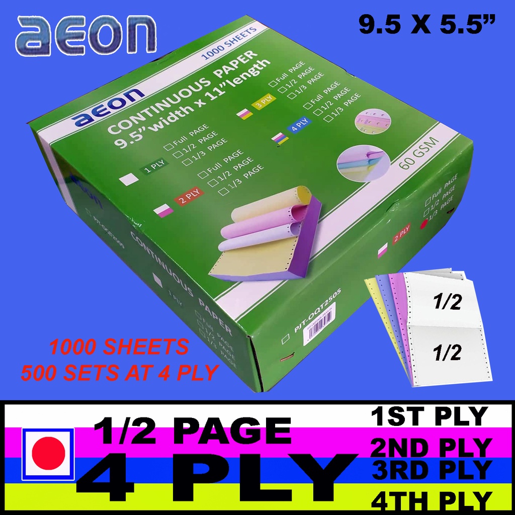 [MillionPesosDream] AEON 4Ply Carbonless Continuous Form Paper | Lazada PH