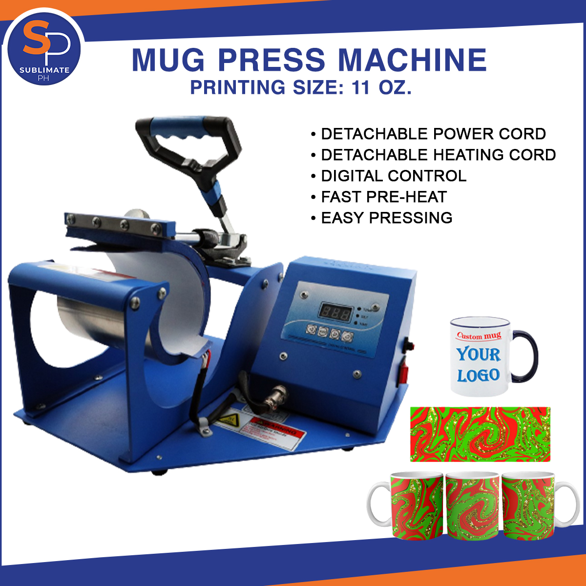 Sapphire Premium / Mug Press Machine(11oz, 5–7.5cm) Compact Heat Transfer  Machine for Sublimation Mugs / Tumblers / Cups