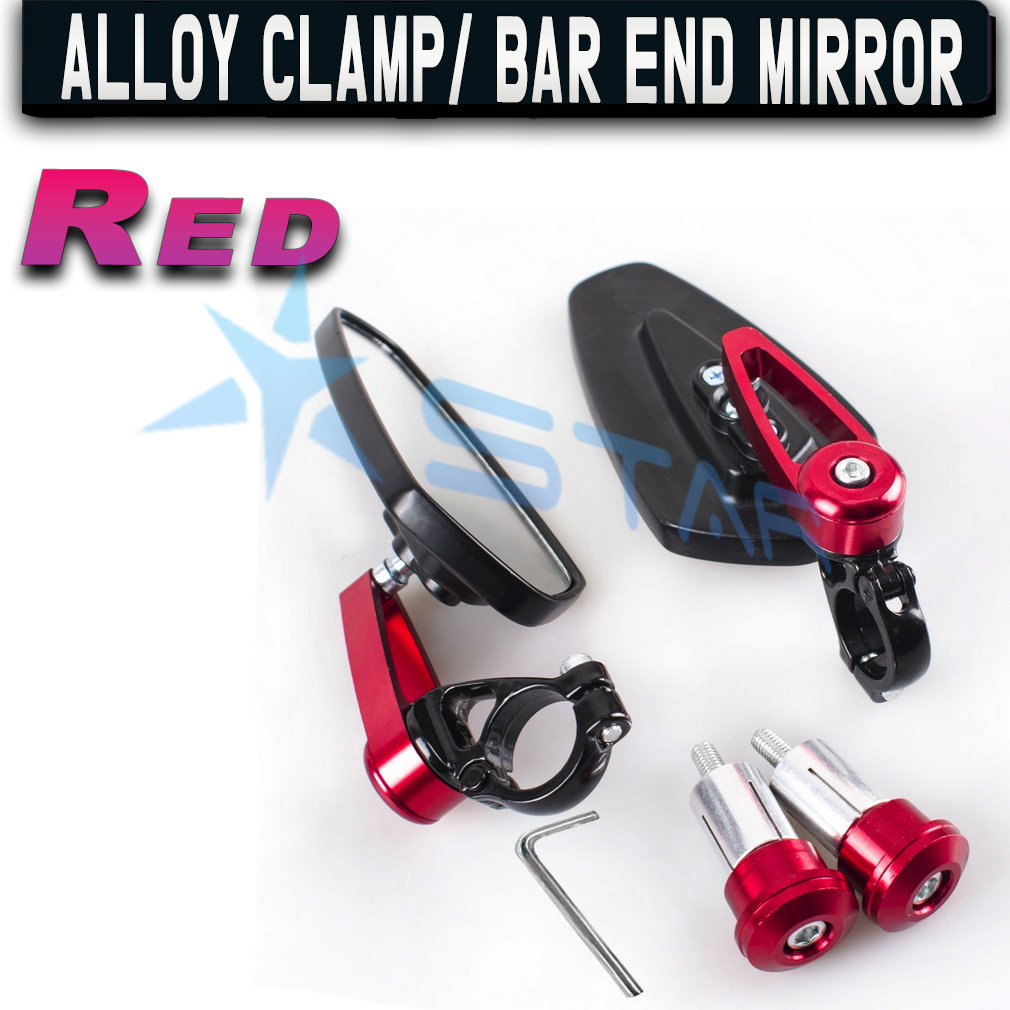 Free Shipping Alloy Clamp/ Bar End Mirror Universal Clean Flat Rear