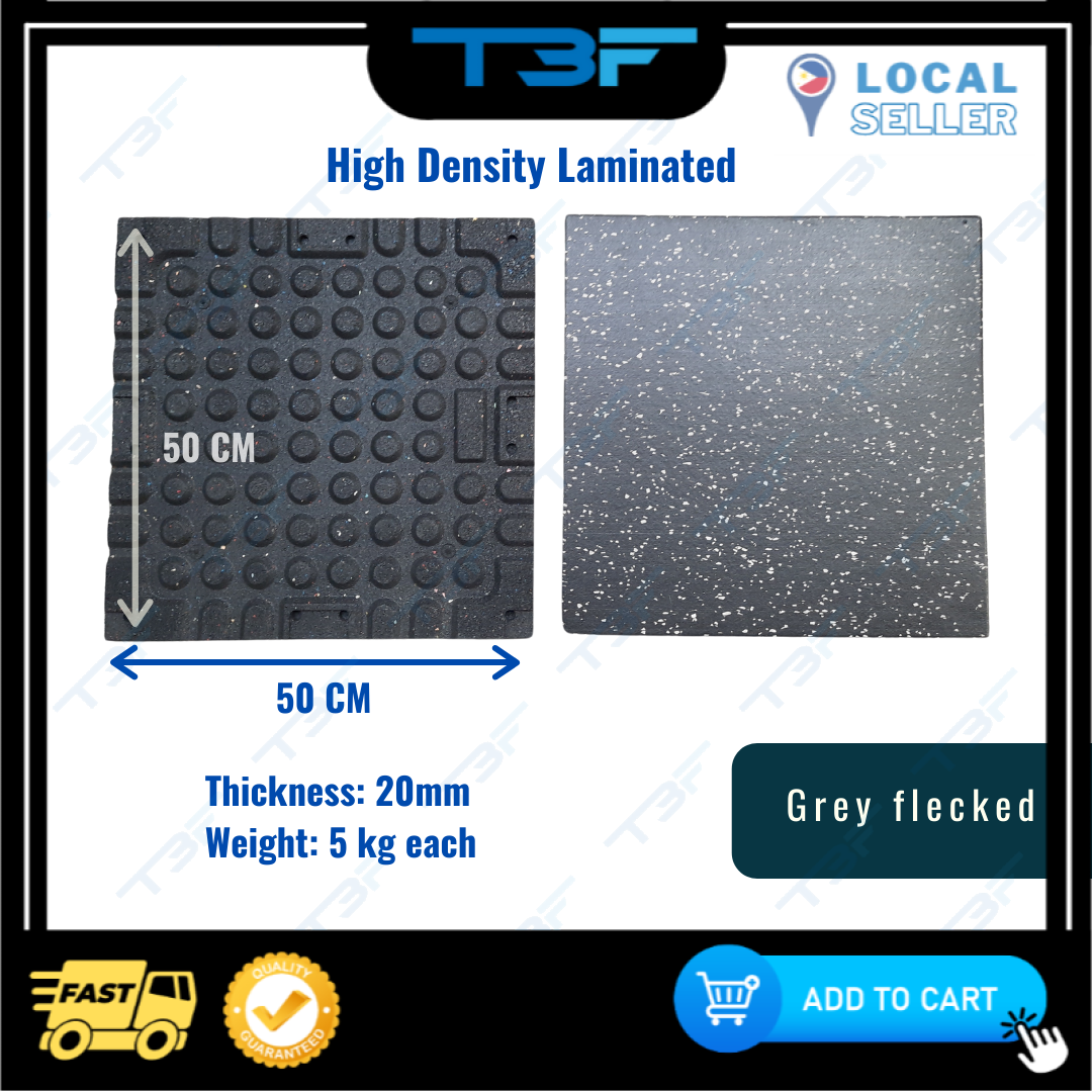 1 piece T3F High Density Laminated Rubber Mat Gym Floor Indoor Outdoor 50 x 50 x 2 cm. Free 5