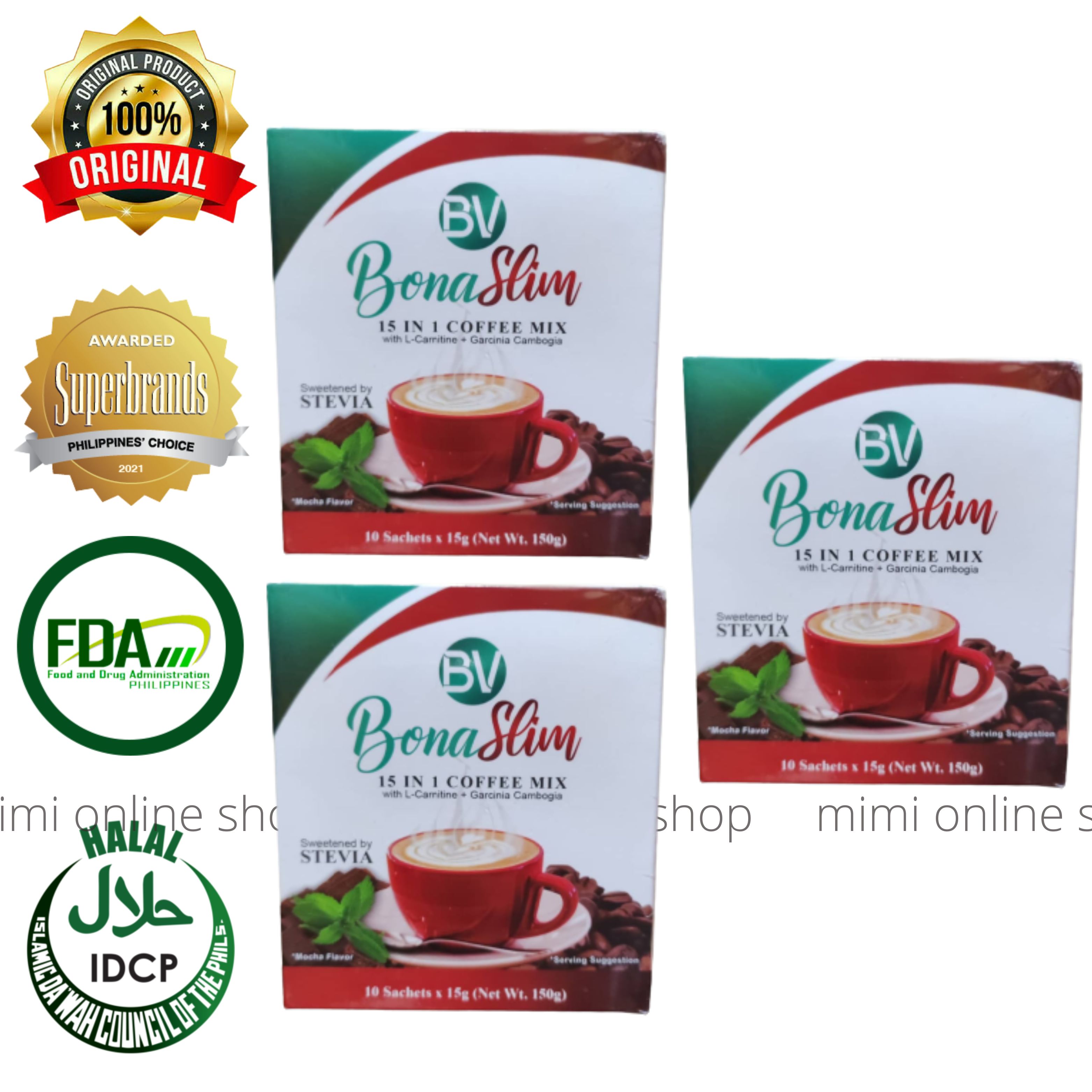 100 AUTHENTIC BONA VITA SLIM 15 IN 1 COFFEE MIX WITH LCARNITINE AND
