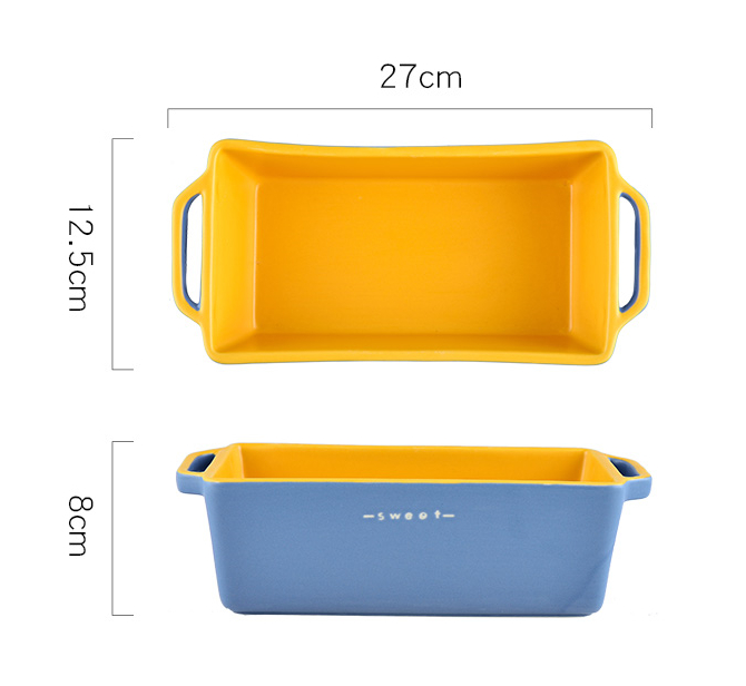 Ceramic Plate Oven Special Utensils Double Handle Baking Pan Dishes Cheese Bowl Baked Rice Plate