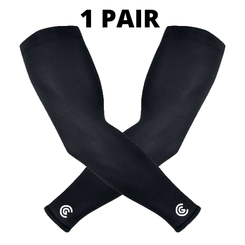 GOLF INSPIRED 2 pcs. DRI-FIT ARM WARMERS ARM SLEEVES (TWO SIZES) ARM  PROTECTION ARM COVER FROM UV/SUN/DIRT/POLLUTION (BLACK) – 1 PAIR UNISEX