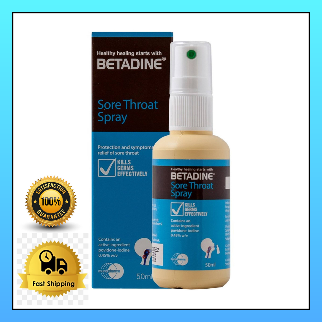 Betadine THROAT Spray 50ml Povidone Iodine Sore throat relief kills viruses and bacteria fast