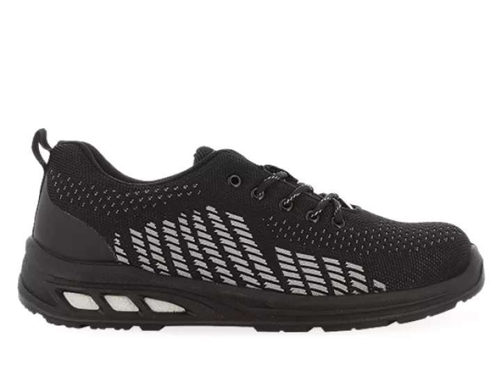  SAFETY JOGGER Ecofitz S1P Low Steel Toe Shoes for Men and Women  with Steel Safety Midsole, Breathable Recycled Knit Upper and Mesh Lining,  Non Slip Outsoles, Black, 6.5 Women/4.5 Men 