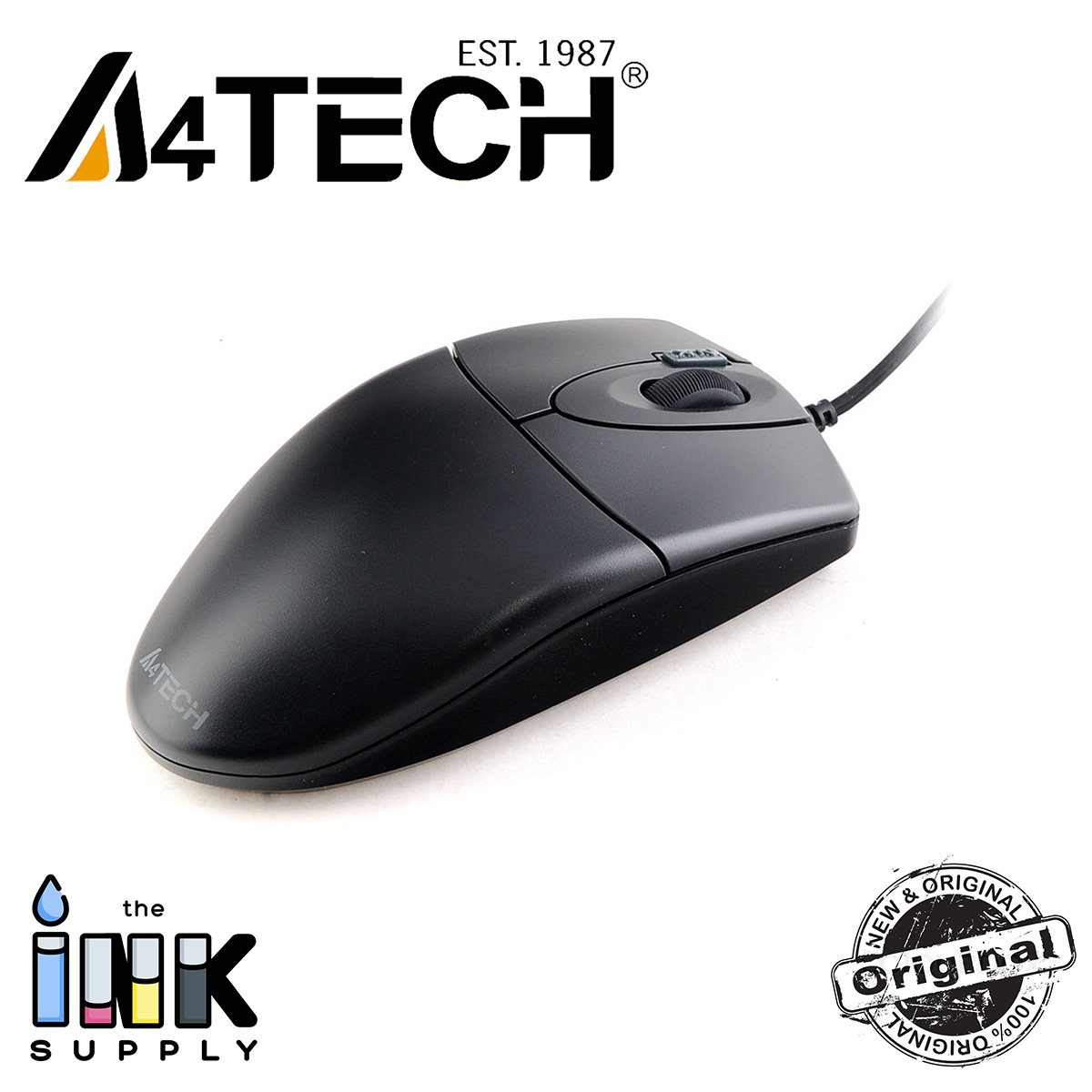 A4Tech Budget USB Optical Mouse Ergonomic Shape Wired 1000 DPI The