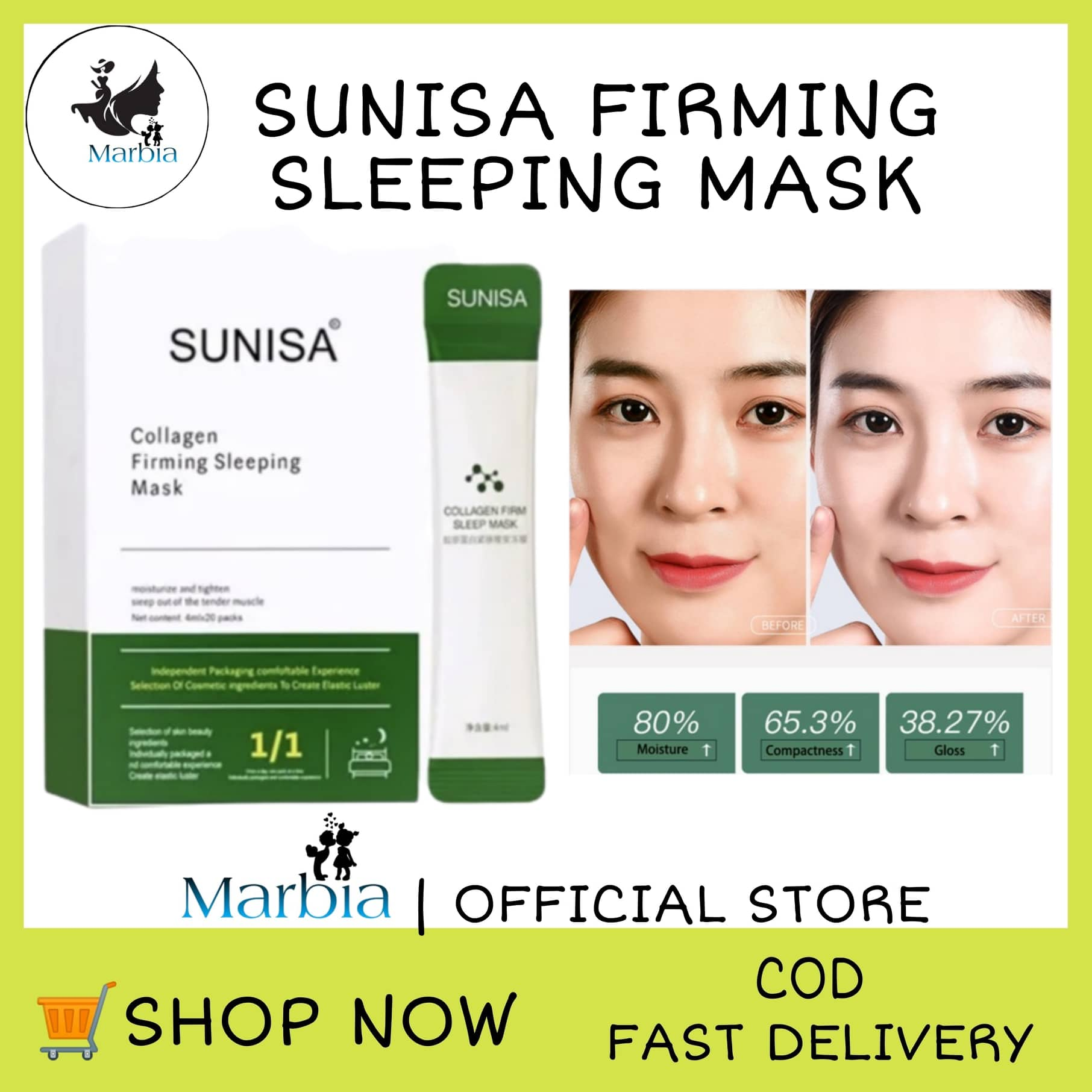 ORIGINAL [20PCS/BOX] Sunisa Collagen Firming Sleeping Mask Jelly ...