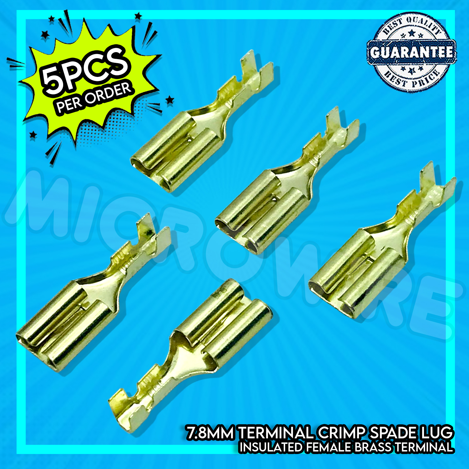 5PCS 7.8MM TERMINAL CRIMP SPADE LUG INSULATED FEMALE BRASS TERMINAL Lazada PH