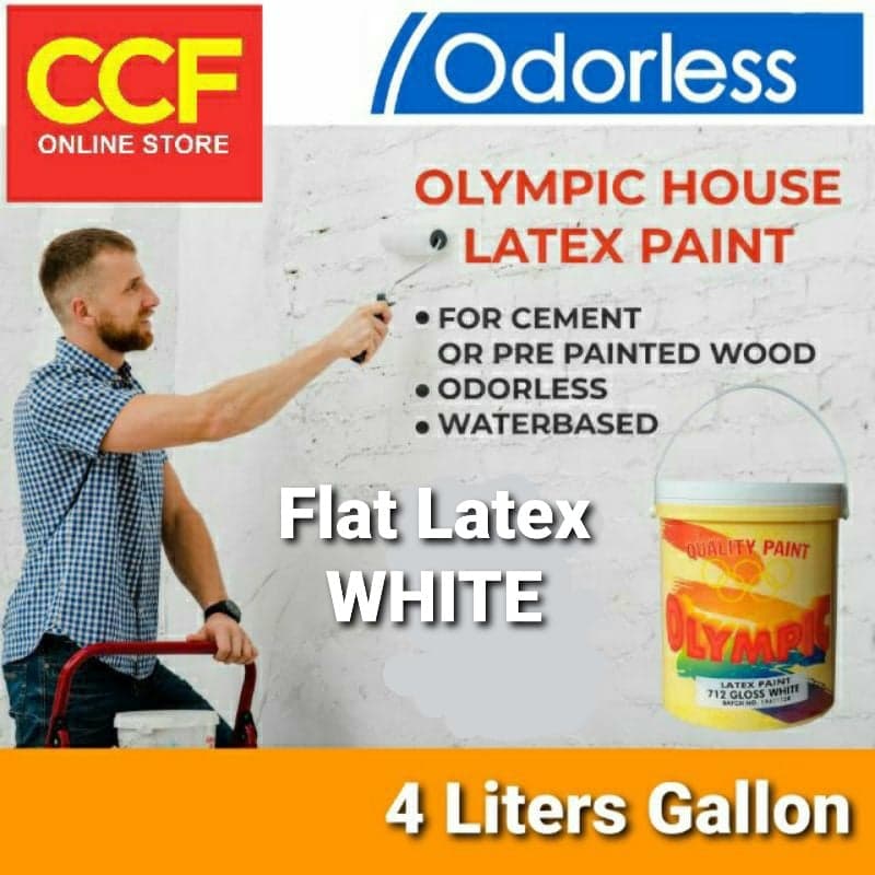 Olympic House Paint Flat Latex White Odorless 4 Liters Lazada PH