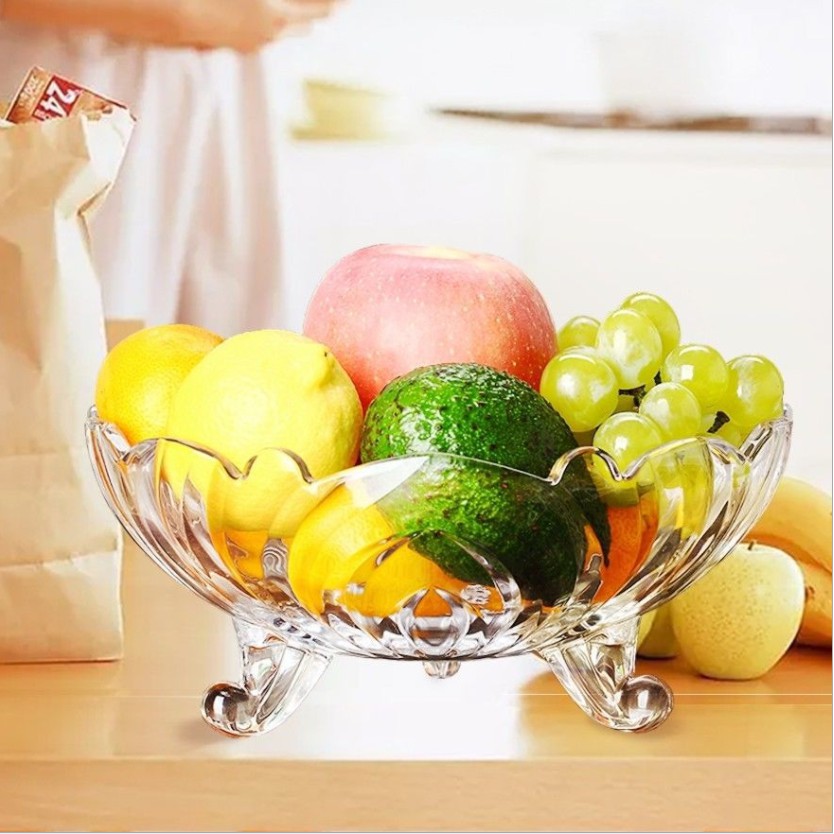 European crystal glass fruit bowl large salad bowl threelegged fruit
