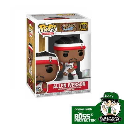 Funko POP! Sports - NBA: Legends - Allen Iverson 102 (Sixers Home) With Boss Protector