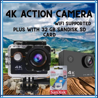 【 SD CARD 】 Waterproof 4K Ultra HD Action Camera with Motorcycle Helmet Mounting and Waterproof Shockproof Case WIFI Remote Control Video Action Camcorder Outdoor Pro Sport Cam for Bike Diving Motorcycle Helmet Video Cam For Motorcycle Helmet Video