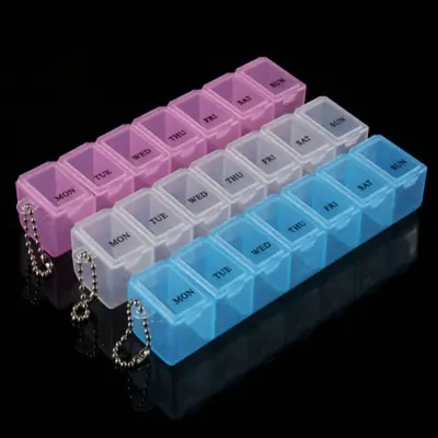 SFJDGHDF Gift Convenient Travel Plastic Portable Promotion Jewelry Container Case Medication Organizer Tablet Case Container Organizer 7 Day Weekly Medicine Pill Storage Box Pill Case Random Color