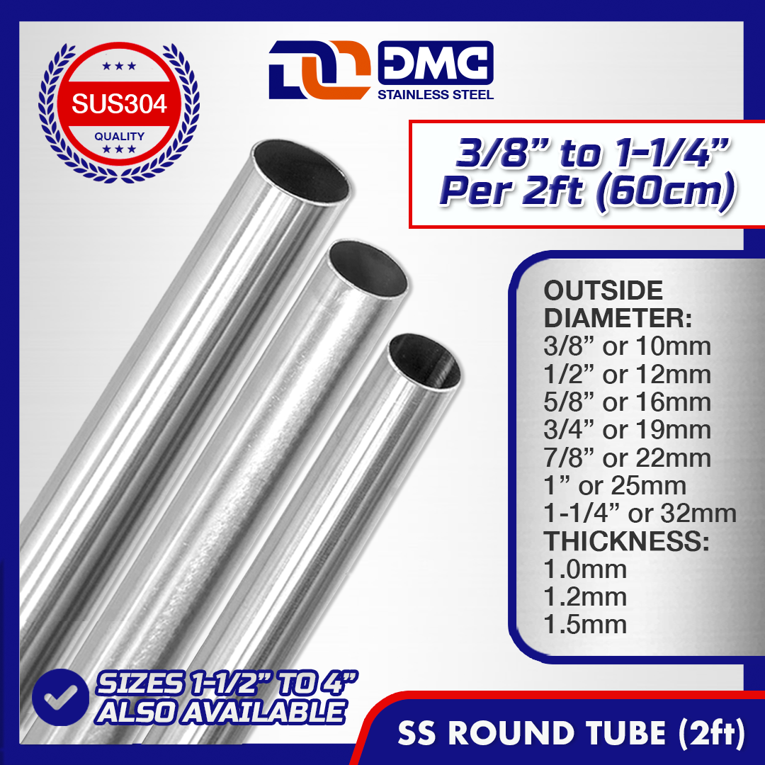 2FT (3/8" to 1-1/4") Stainless Round Tube Stainless Tubular Stainless