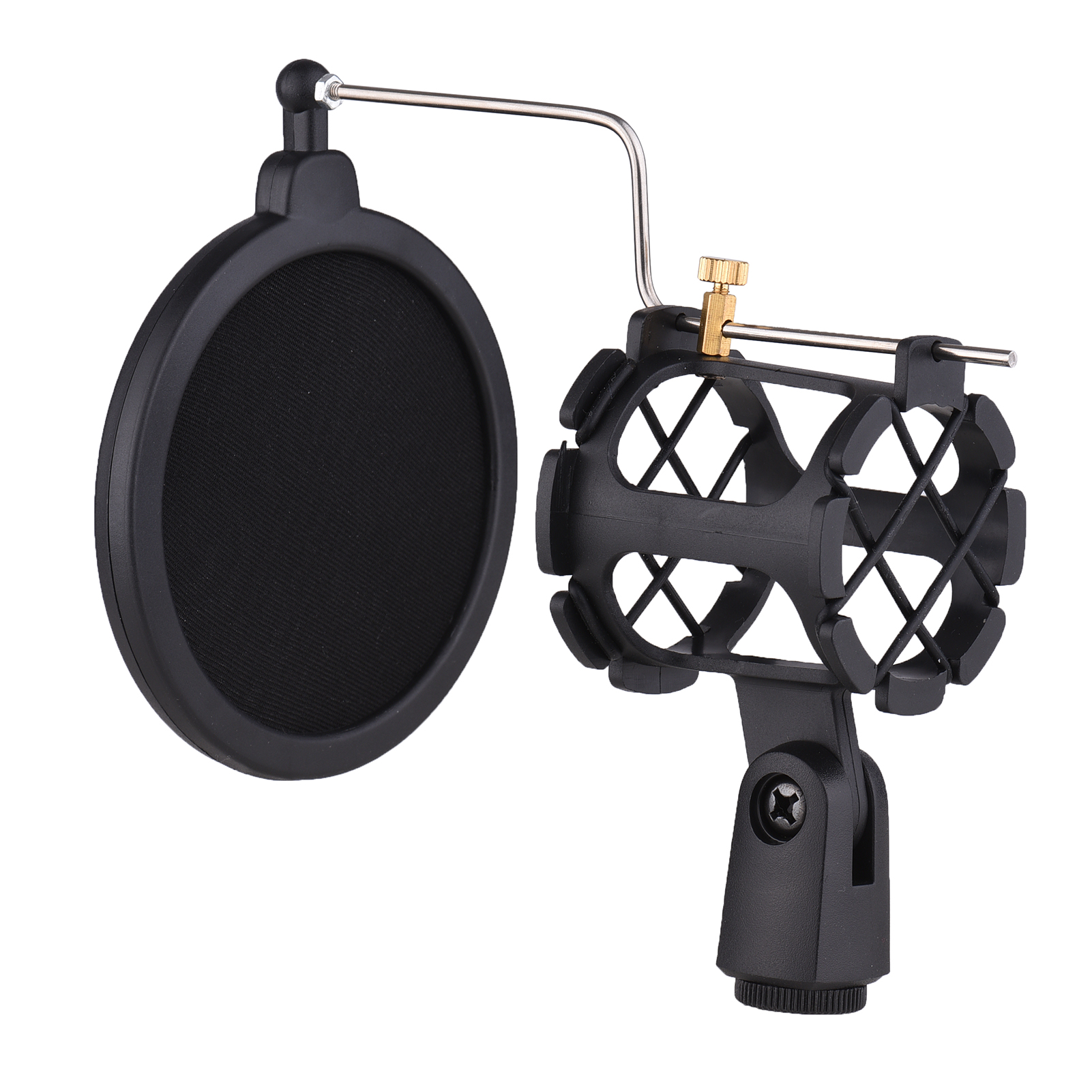 Plastic Microphone Shock Mount Anti-vibration Mic Holder Stand with Pop Filter Universal Screw Adapter for Diameter 2cm-4cm Thin Condenser Microphone