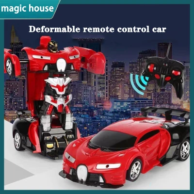 （COD and fast shipping）Remote control car deformation robot sports car model robot toy cool deformation car children's toy gift boy mini remote control car Rechargeable remote control car