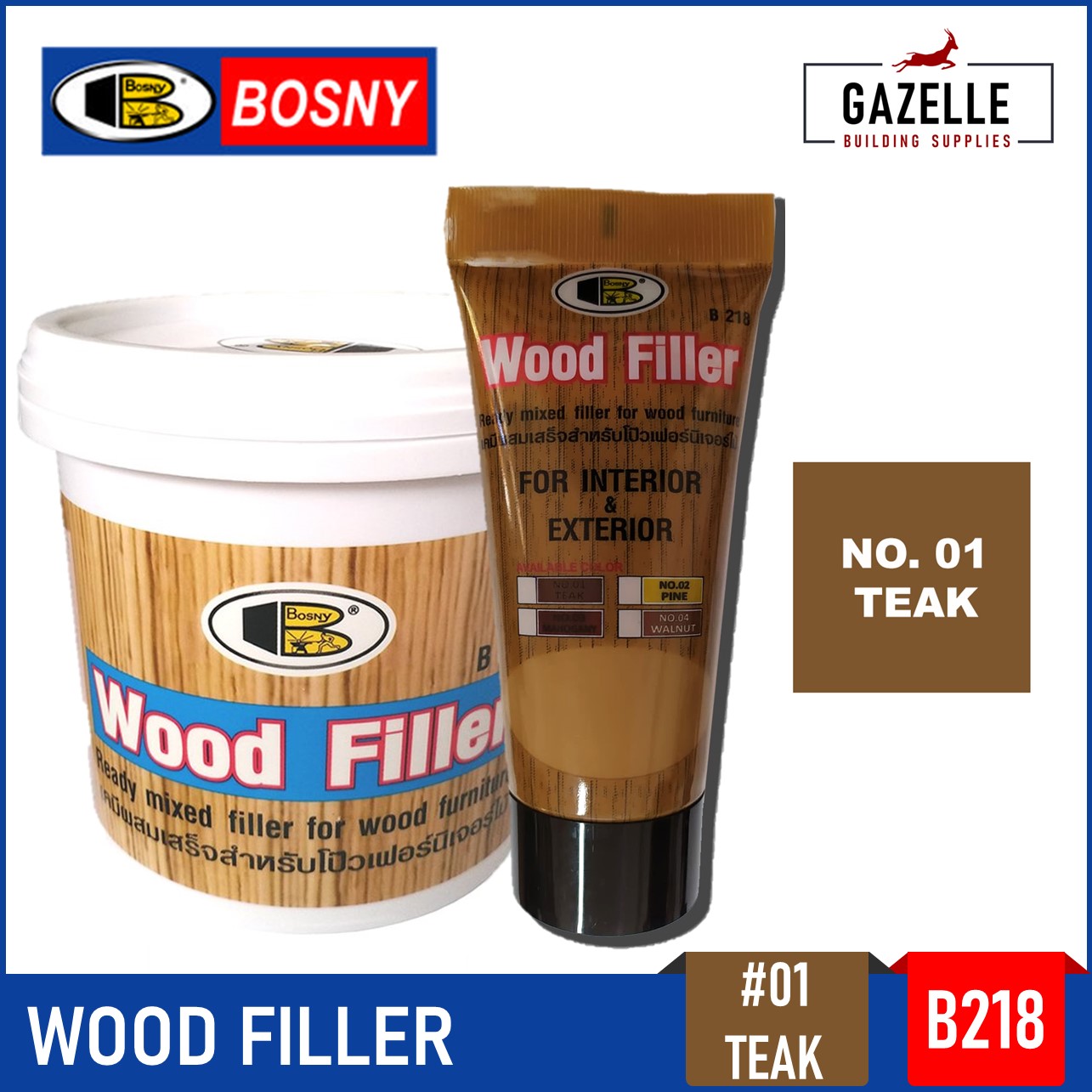 Bosny Wood Filler B218 Teak / Pine / Mahogany / Walnut 250g / 500g