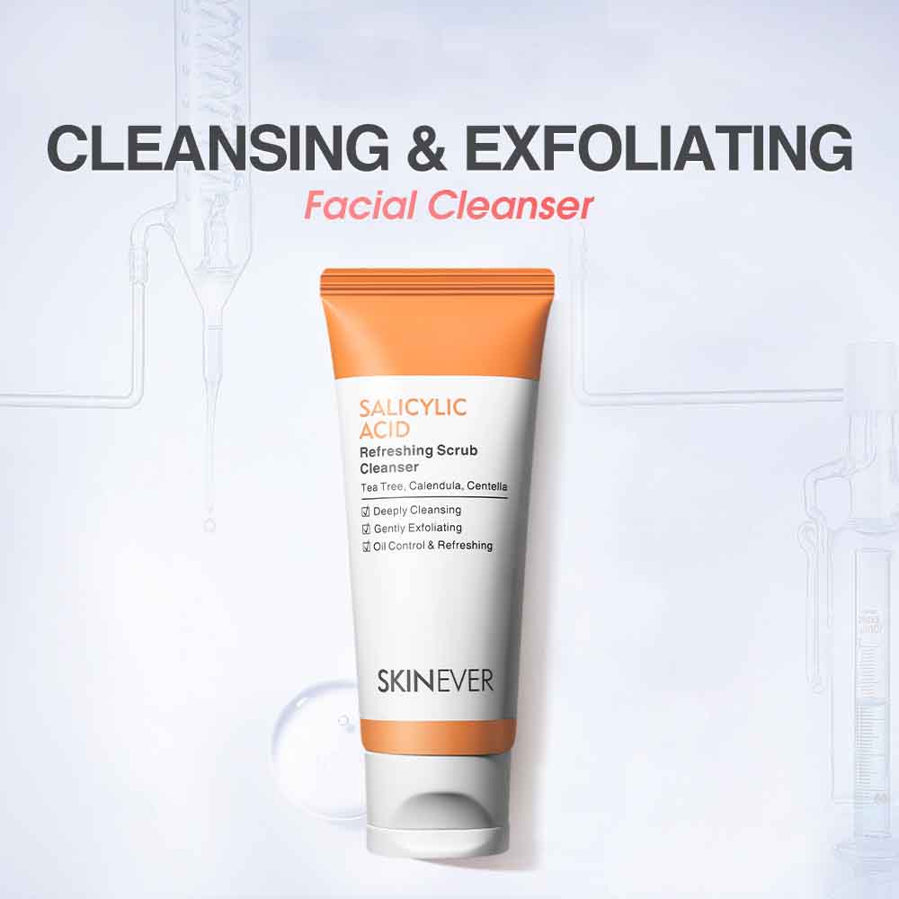 SKINEVER Salicylic Acid Refreshing Facial Scrub Cleanser Deep Cleaning ...