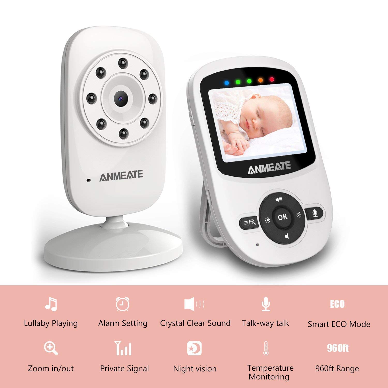 anmeate digital 2.4 ghz wireless video monitor