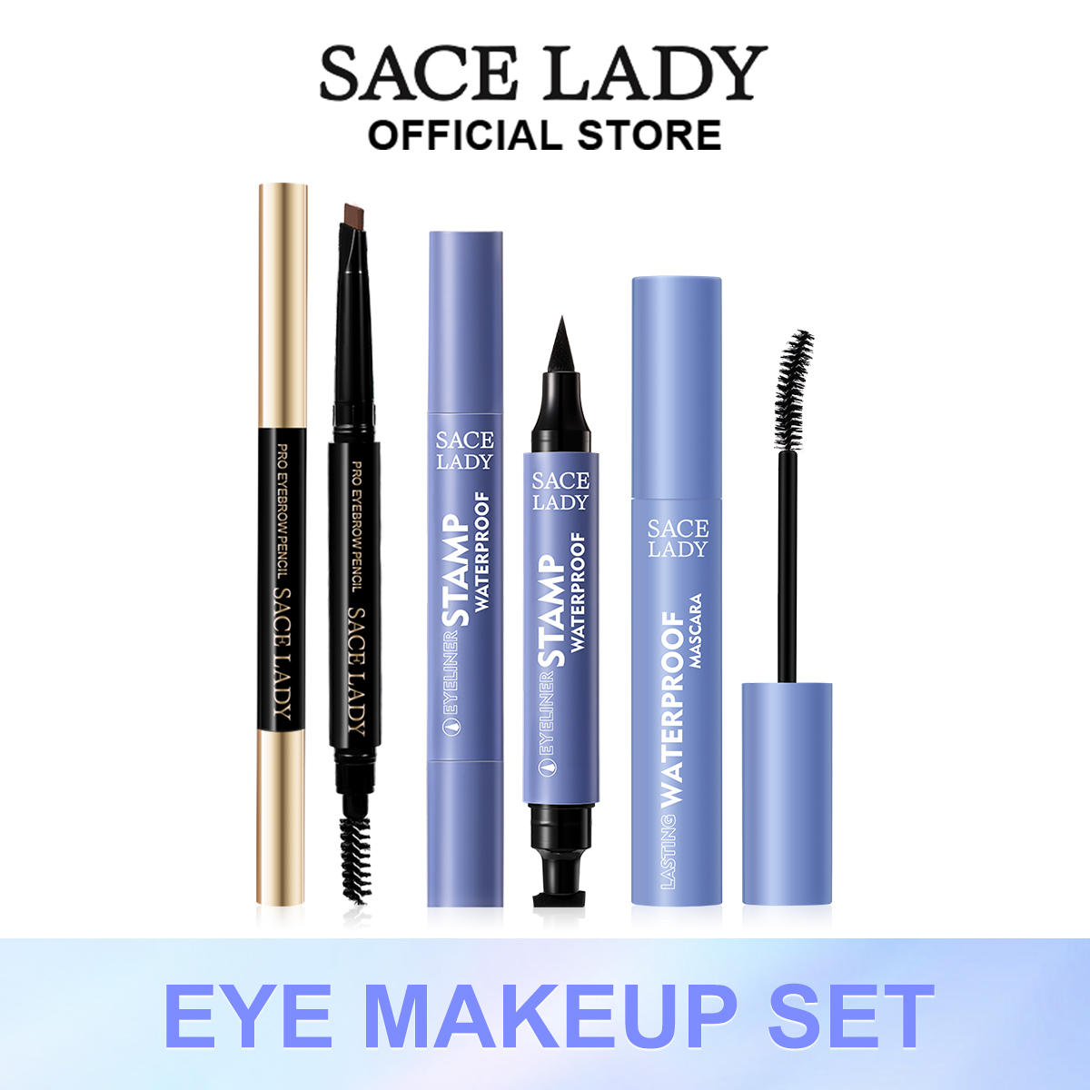 SACE LADY Waterproof Eyes Makeup Set Lasting Eyeliner Curling Mascara