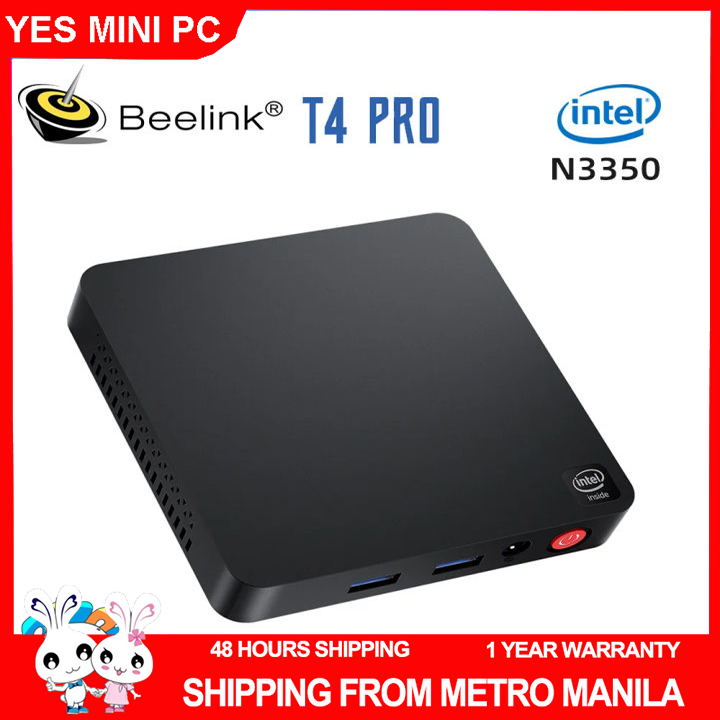 Local Manila shipment Yes Mini PC Beelink T4 Pro Intel Celeron N3350 4GB  DDR4 64GB Supports Dual HDMI Display Computer