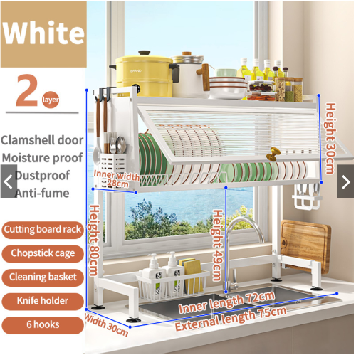 Dish Rack Organizer BIG Size Adjustable Dish rack with drainer Plate ...