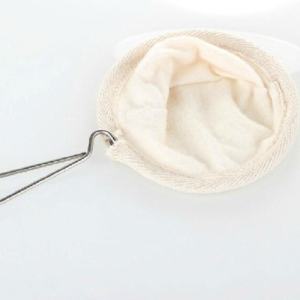 Reusable Flannel Coffee Filter With Wooden Handle - 3.94 Inch Diameter Coffee Sock Strainer