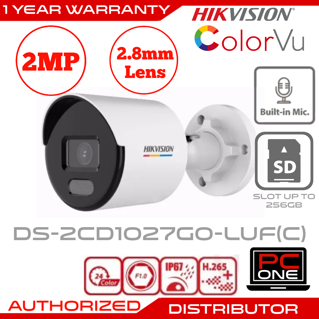 Hikvision Colorvu Lite Mp Ip Fixed Bullet Ipc Vdc Poe Metal Cover Body Built In Mic