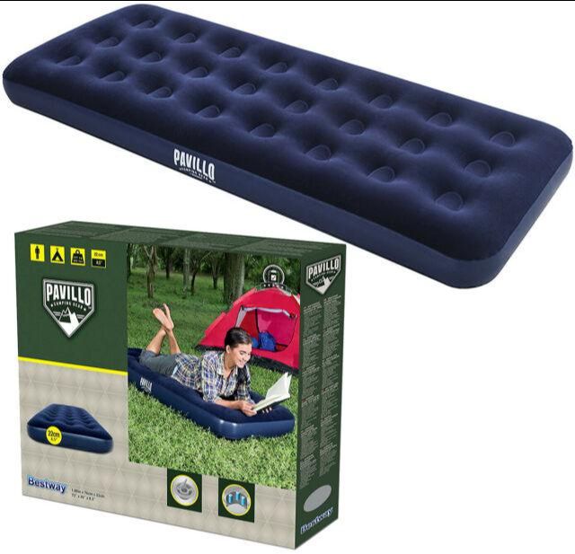 67000 Inflatable Single Person Air Bed (Blue) WITH FREE Manual Air Pump