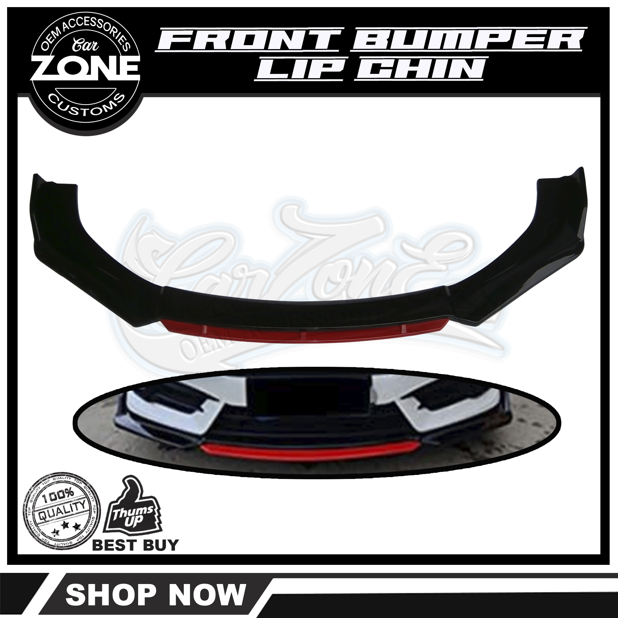 KIa Soluto Universal Front Bumper Lip Chin Body Kit Glossy Black with