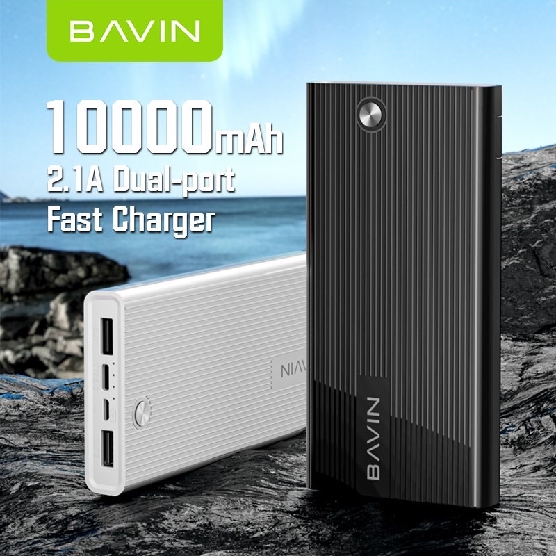 BAVIN 10000MAh powerbank 2usB port 2.1A pc050 Output Fast charging slim