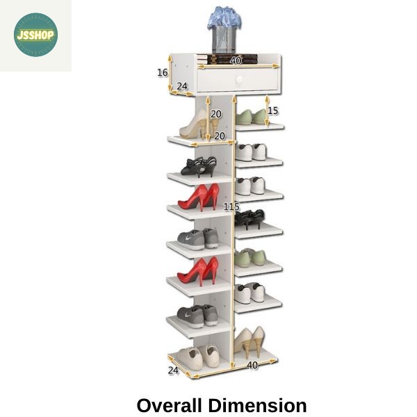 Js Shop 8 Tier Shoe Rack Wooden Storage Organiser With Top Drawer Display Stand Lazada Ph