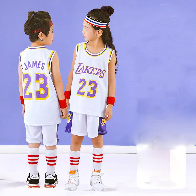 Boy Girl Basketball Jerseys Set - Lakers/Cavs 23# James Basketball Uniform  Summer Shirt Vest Shorts : Buy Online at Best Price in KSA - Souq is now